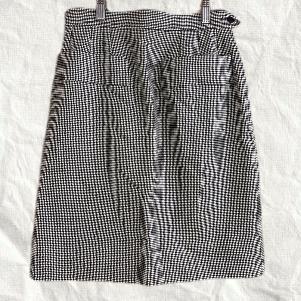 80’s Yves Saint Laurent Houndstooth Skirt Luxury Wool Buisness Vintage size 8